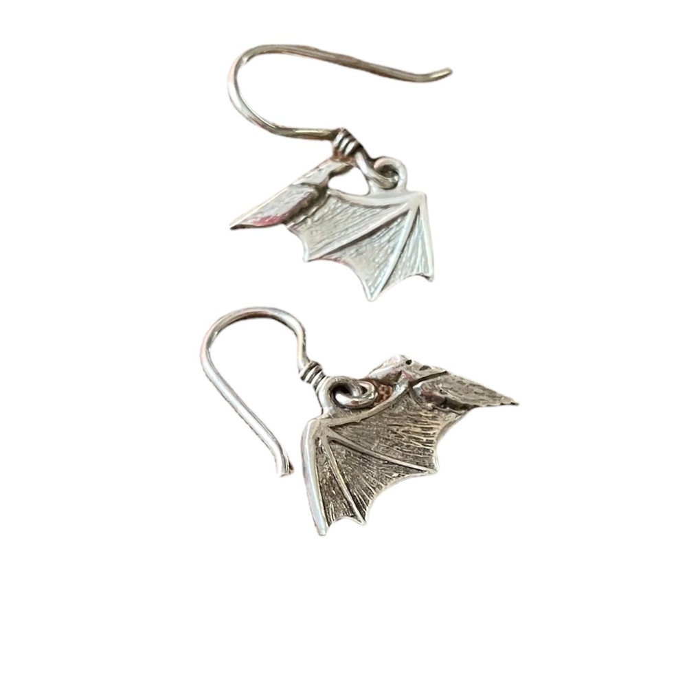 925 Sterling Silver Delicate Dainty Bat Wing Earrings